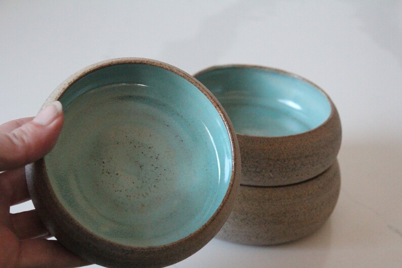 gray clay bowls turquoise inside image 5