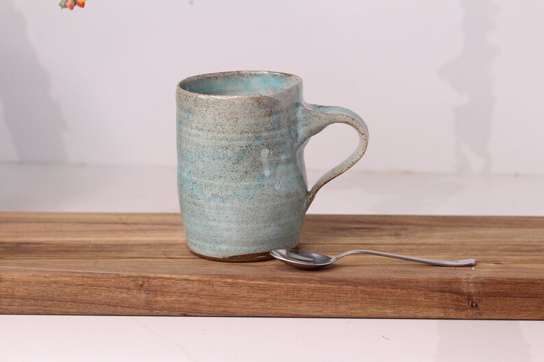 two turquoise ceramic handmade mug image 4