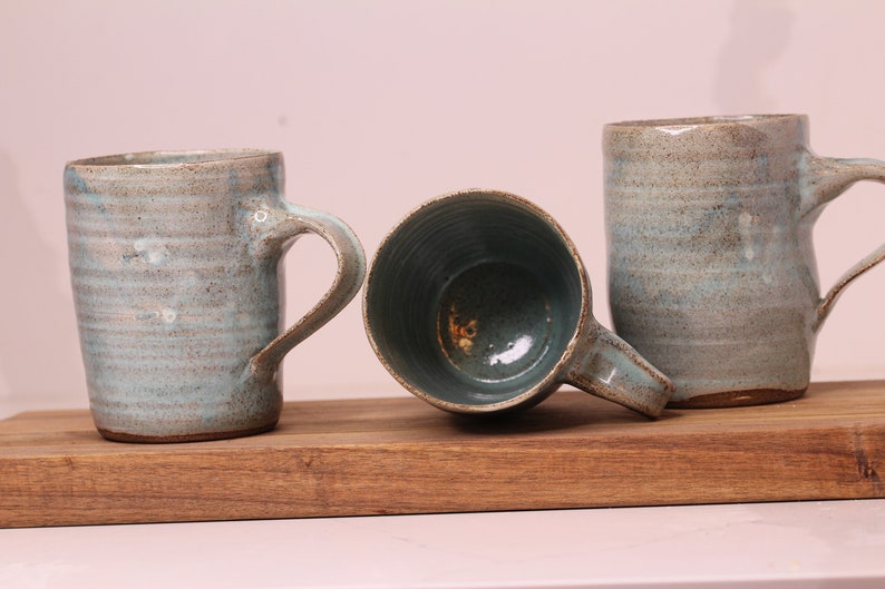 two turquoise ceramic handmade mug image 3