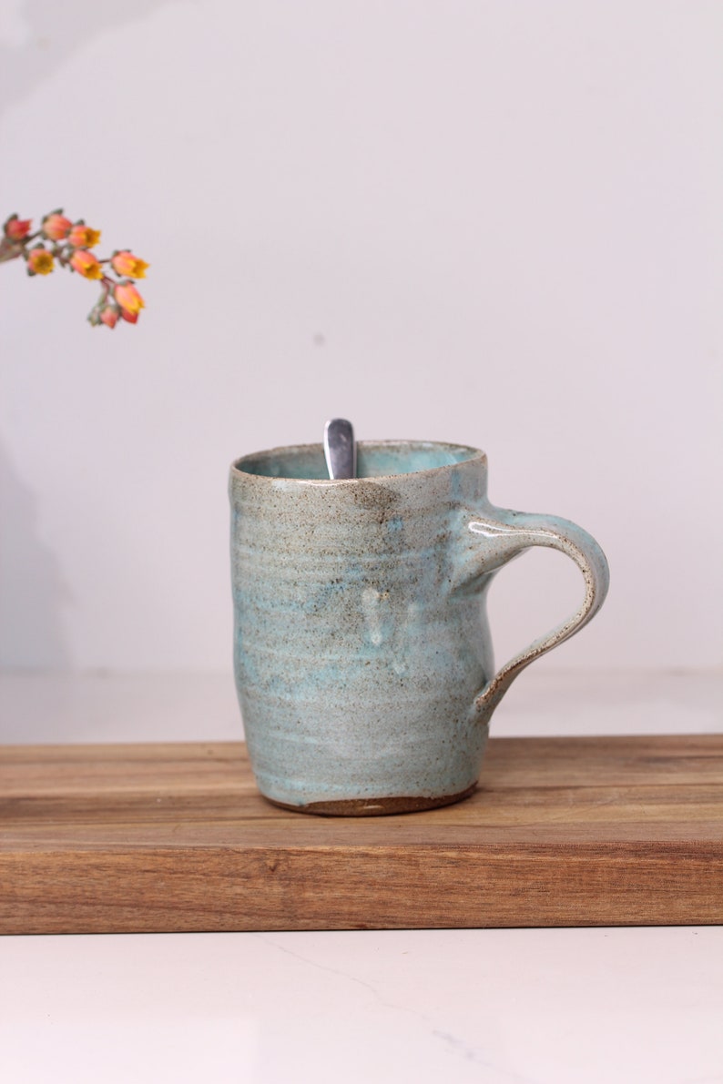 two turquoise ceramic handmade mug image 5