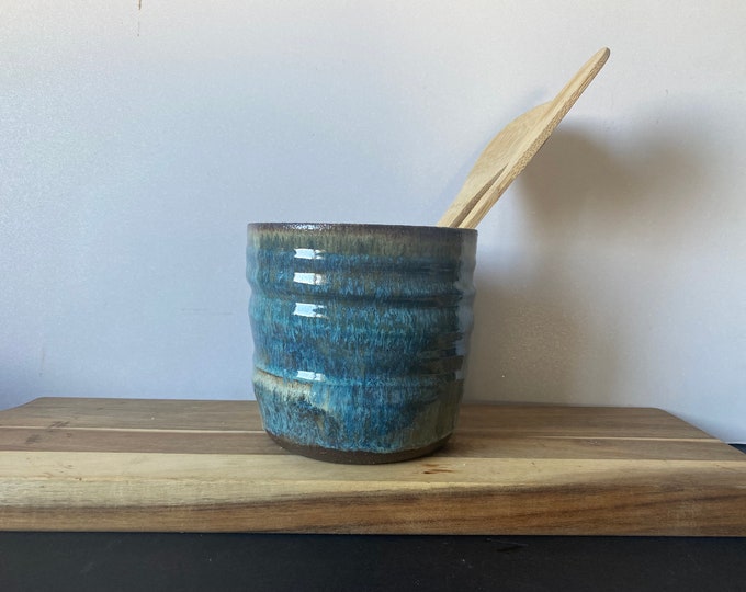 Ceramic handmade kitchen utensil  turquoise holder