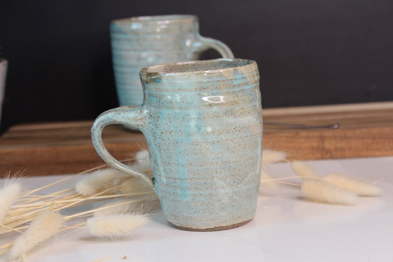 two turquoise ceramic handmade mug image 7