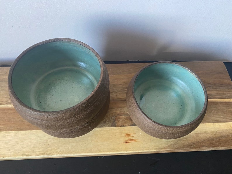 gray clay bowls turquoise inside image 9