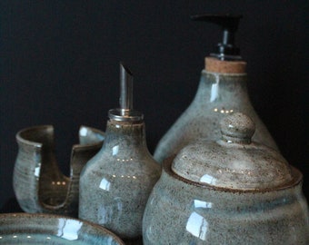 Ceramic Kitchen set. kitchen organizer , kitchen handmade set.  sugar jar, soap dispenser