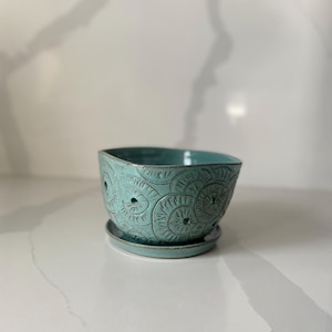 Square Orchid Pot With Holes, Ceramic Orchid Planter with a suitable saucer pottery