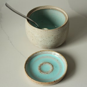 handmade ceramic small white jar with lid
