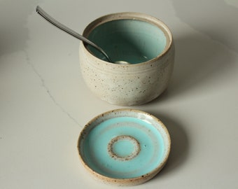 handmade ceramic small white jar with lid