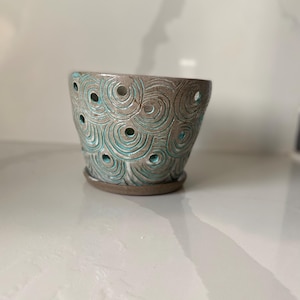 Orchid Pot With Holes, Ceramic Orchid Planter with a suitable saucer pottery