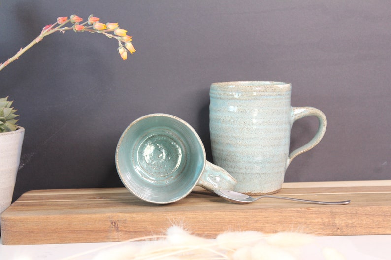 two turquoise ceramic handmade mug image 6