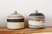 Black & white storage Jar kitchen organizer food ceramic handmade. Set of minimalist naked clay lidded sugar jar ,honey jar. Canister Sets 