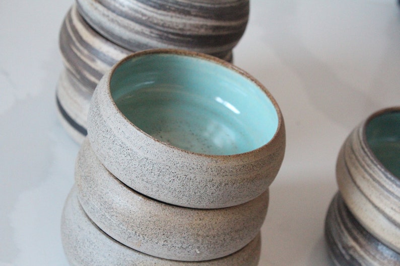 gray clay bowls turquoise inside image 2