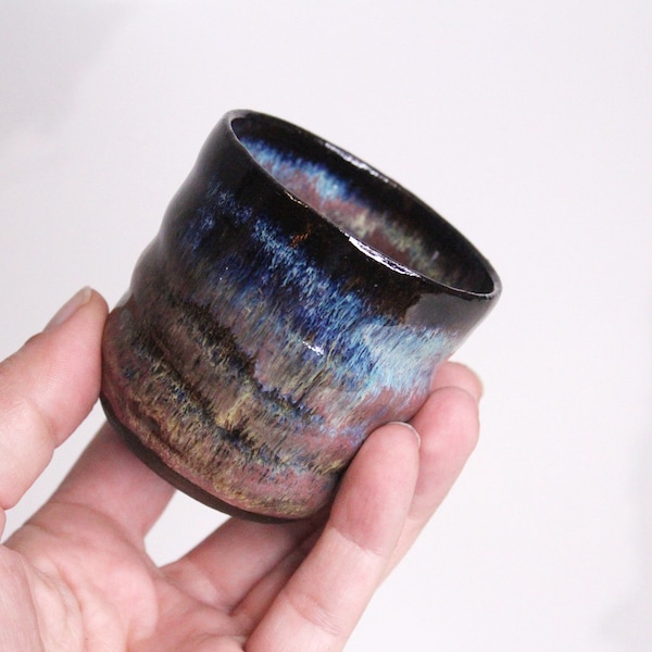 Ceramic handmade Espresso Cups black clay interisting glaze