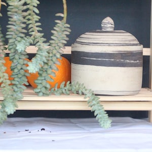 Handmade Ceramic Jar with Lid: Minimalist Kitchen Storage Canister