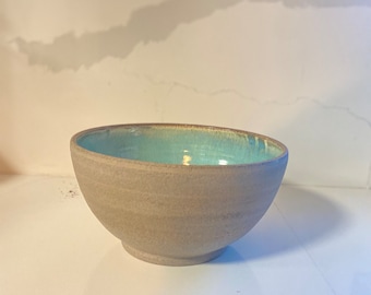 turquoise and gray  ceramic handmade bowl