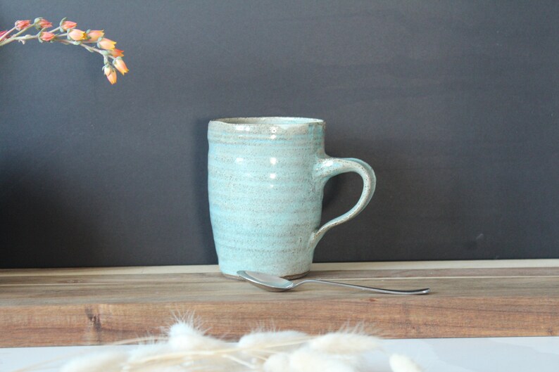 two turquoise ceramic handmade mug image 2