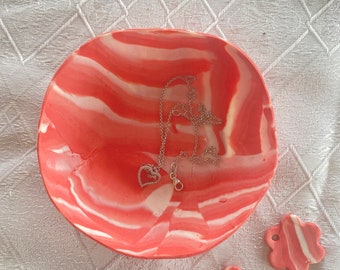 small Porcelain bowl handmade.pink porcelain ring dish