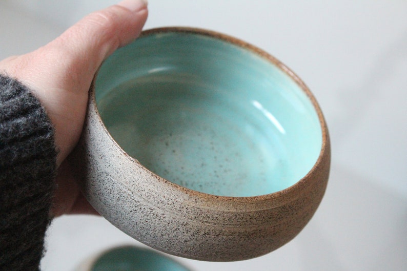 gray clay bowls turquoise inside image 3