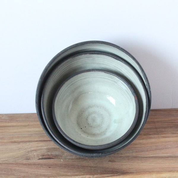 set of 3 handmade ceramic bowls