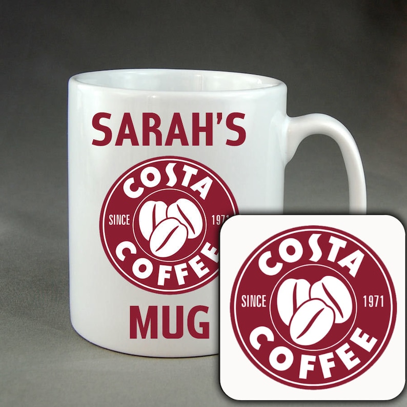 Personalised Costa Coffee Mug and Coaster Set Cup Gift Etsy