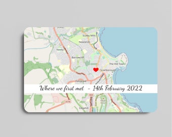 Valentines Day Gift Personalised Metal Wallet Card Where We Met Map
