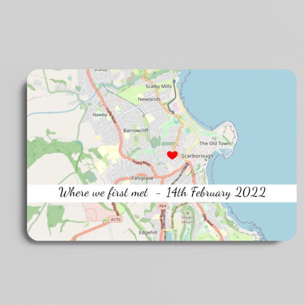 Valentines Day Gift Personalised Metal Wallet Card Where We Met Map