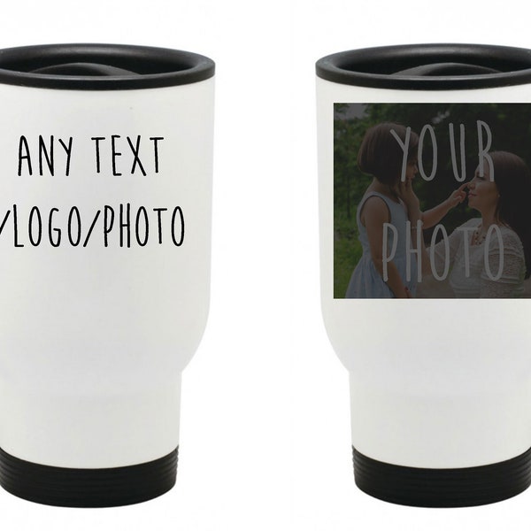 Personalised Travel Thermal Mug Custom Photo and Text Mug Christmas Gift Your Photo