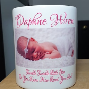 Ceramic Money Box New Baby Boy or Girl Birth Christening Present Personalised Gift