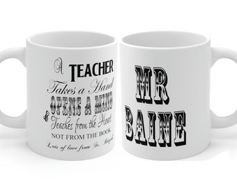 Personalised Teacher Takes a Hand Opens a Mind and Teaches from the Heart not from the Book Thank you Mug Leaving Gift Present