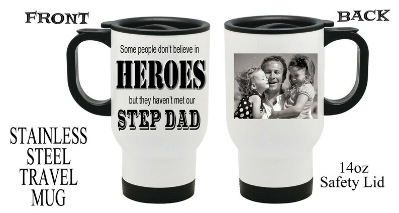 Personalised Heroes PHOTO Travel Thermal Mug Dad Grandad Fathers Day Christmas Gift image 2