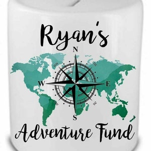 Personalised Adventure Fund Savings bank Money Box Gift Birthday Present Idea