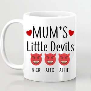 Kubek dla mam Little Devils Spersonalizowany zabawny prezent dla mamy Prezent na Dzień Matki dla mamy