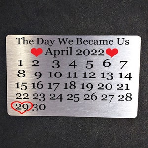 Personalised Day We Became Us Valentines Gift Metal Wallet Card Anniversary Gift Day For Him Her
