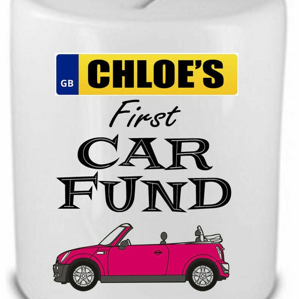 Car Money Box Personalised First Car Fund Savings Bank Gift Any Name Any Car Present