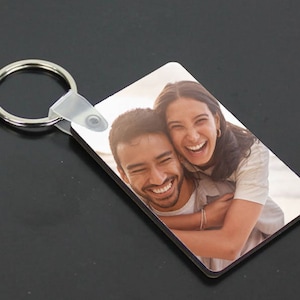 Personalised Valentines Day Photo Keyring Anniversary Keychain Double Sided