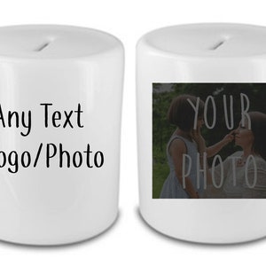 Personalisierte Spardose Keramik Spardose Kundenspezifisches Foto und Text Weihnachtsgeschenk Ihr Foto
