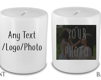 Personalised Money Box Ceramic Money Bank Custom Photo and Text Christmas Gift Your Photo