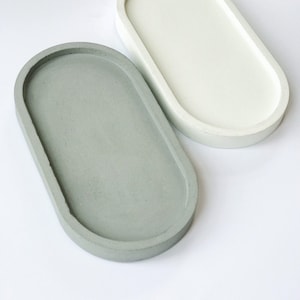 Concrete tray // Oval tray // Modern home decor // Christmas gift image 1