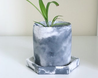 Marble concrete plant pot // Succulent pot // Indoor planter // New home gift