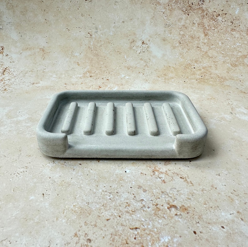 Rectangular Concrete Soap Dish Minimalist Bathroom decor Concrete Sponge holder Draining soap holder Gray