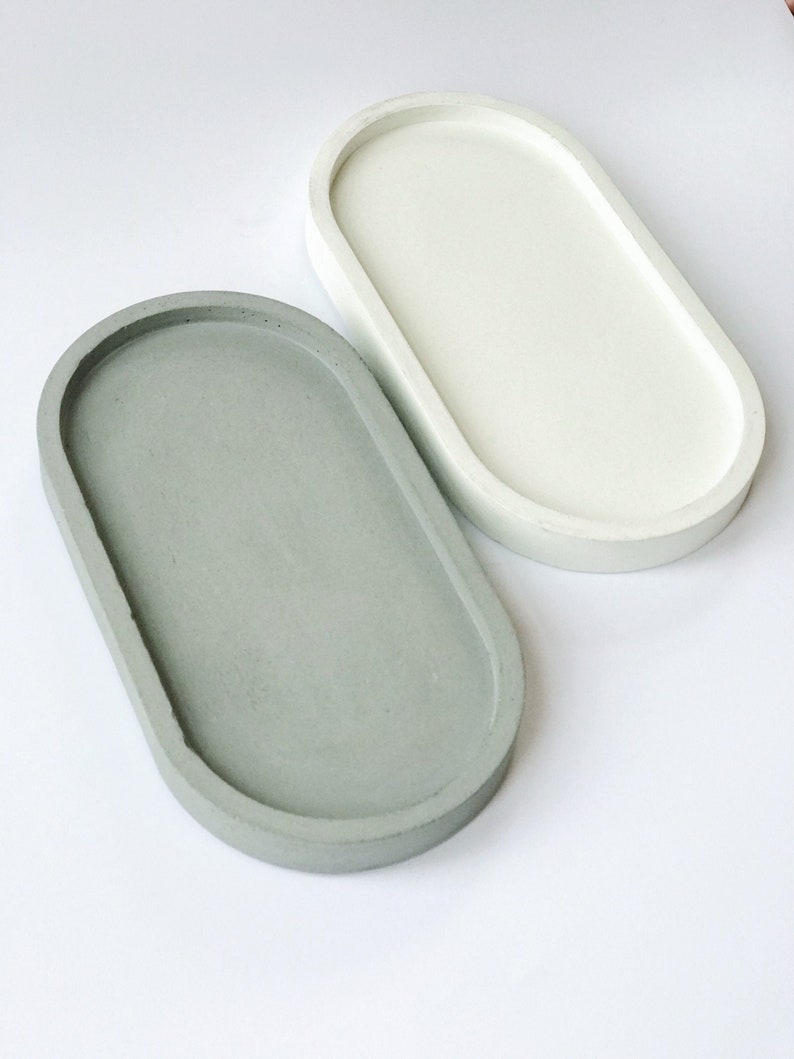 Concrete tray // Oval tray // Modern home decor // Christmas gift image 1