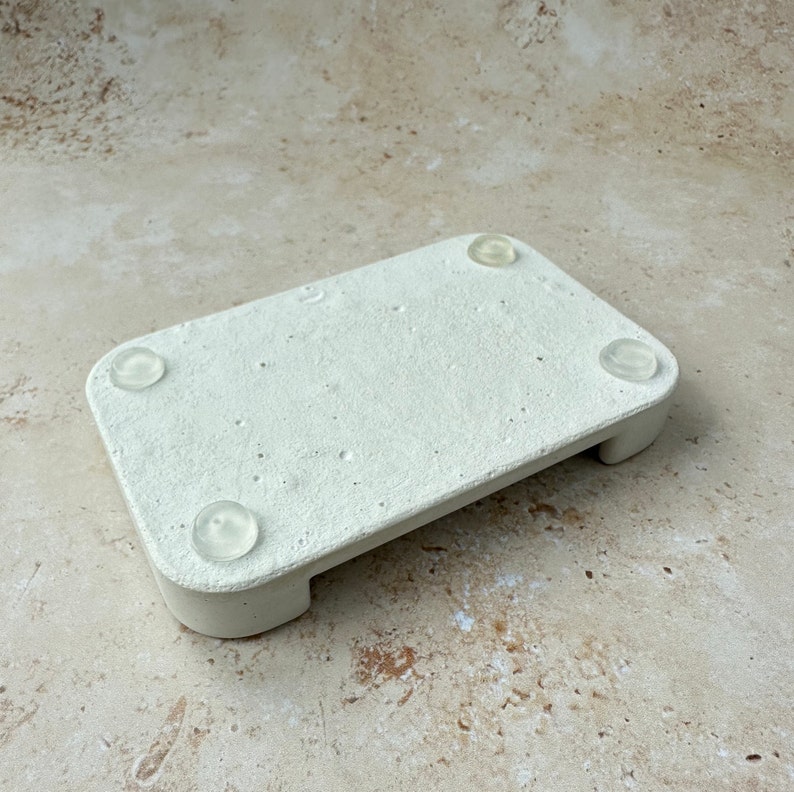 Rectangular Concrete Soap Dish Minimalist Bathroom decor Concrete Sponge holder Draining soap holder image 3