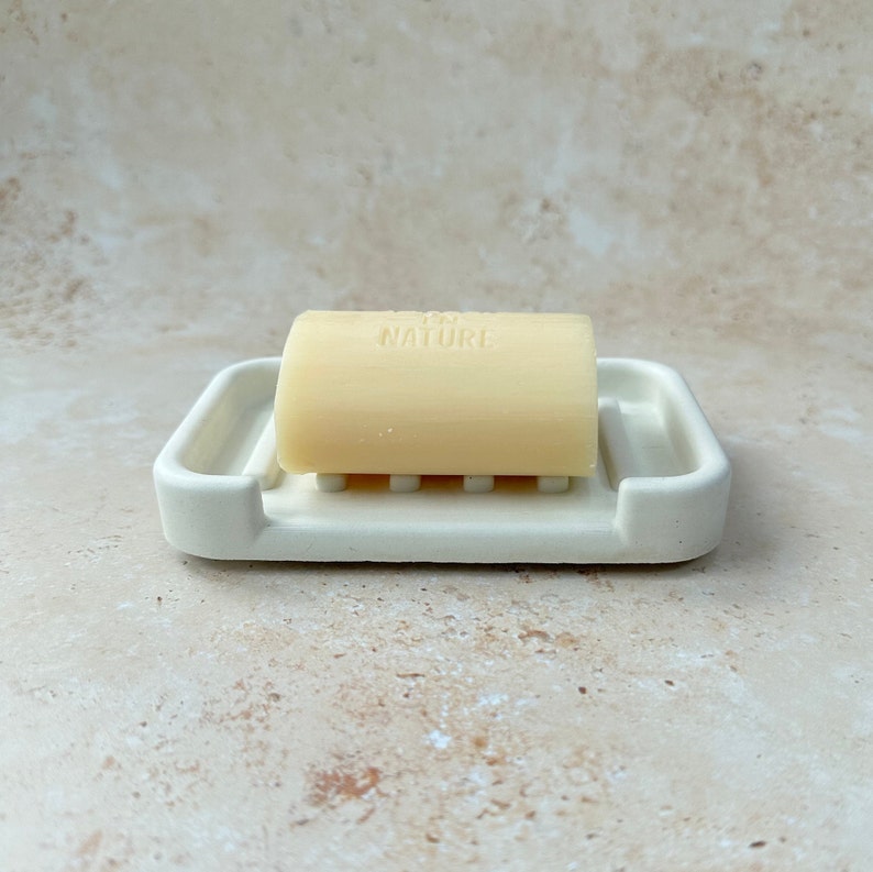 Rectangular Concrete Soap Dish Minimalist Bathroom decor Concrete Sponge holder Draining soap holder image 4