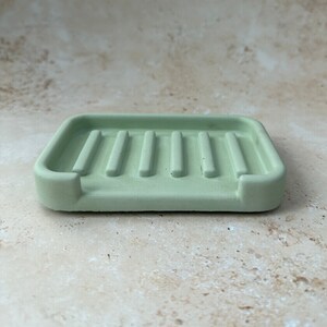 Rectangular Concrete Soap Dish Minimalist Bathroom decor Concrete Sponge holder Draining soap holder Pistachio green