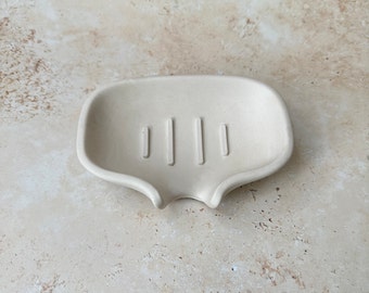 BowlFlow Concrete Soap Dish | Eco-Friendly | Handcrafted | Curved | Drainage | Bathroom Accessory