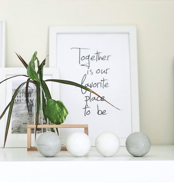 Concrete sphere paperweight // Concrete desk decoration // Modern home decoration // Books shelf decoration // Set of 2