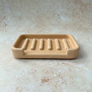 Rectangular Concrete Soap Dish Minimalist Bathroom decor Concrete Sponge holder Draining soap holder Sunny cream