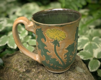 Summer Dandelion Flower Mug - Handmade Ceramic Mug