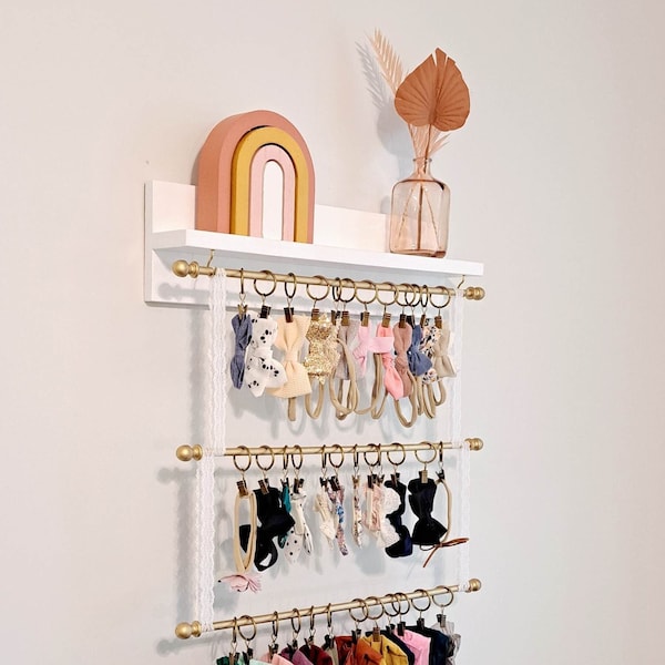 Porta diademas, Porta lazos para niña, Porta diademas con 1, 2, 3 o 4 varillas, Perchero, Estantes para guardería, Estantería para guardería