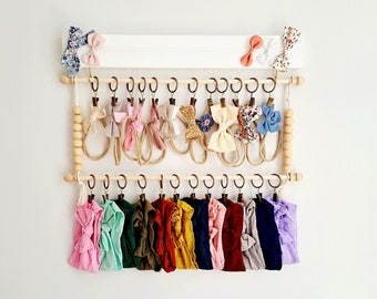 Headband holder, Bow holder, Macramé hair bow holder, Hair clip organizer