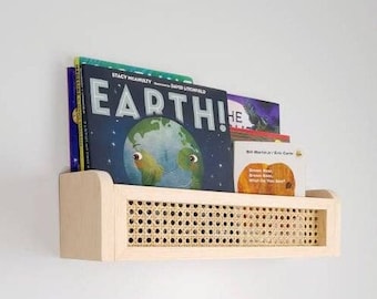 Rattan bookshelf | Montessori Bookshelf | Nursery Bookshelf | Nursery shelves | Rattan shelf